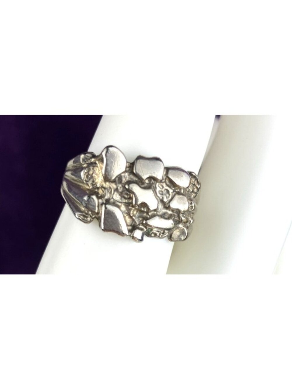 Sz 9 Sterling Flattened Nugget Ring